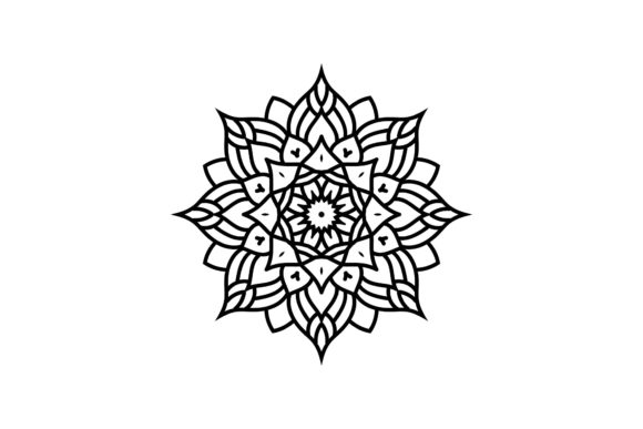 Black Mandala Floral Arabic Vectors Icon