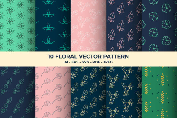 Floral Digital Paper Pattern Bundle