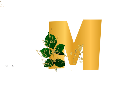 Floral Gold Alphabet, Wedding Font M SVG