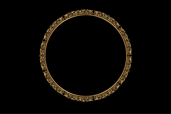 Golden Circle with Floral Wreath Frame