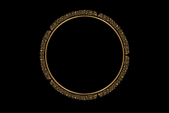 Golden Wreath Circle with Floral Frame