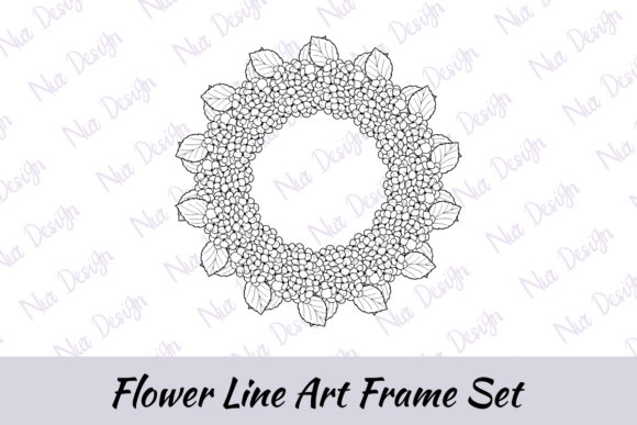Hydrangea Flower LineArt Floral Frame