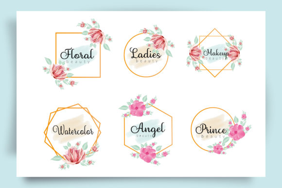 Premium Floral Watercolor Logo Vector