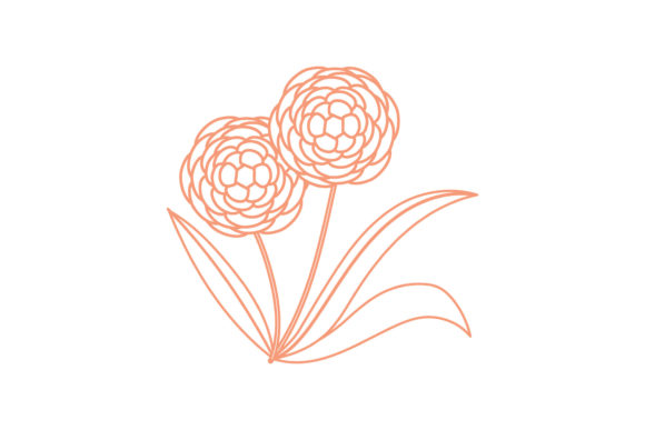 Red Floral Flowers Vectors Line Style